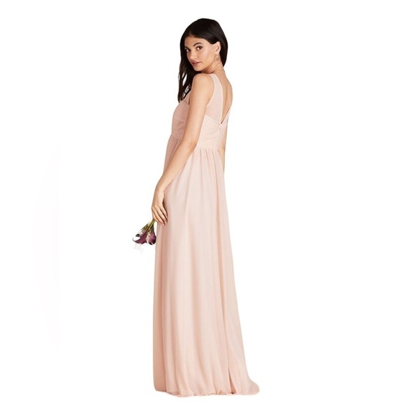 NWT Birdy Grey Ryan Bridesmaid Mesh Formal Evening Maxi Dress Pale Pink Blush - Picture 3 of 13